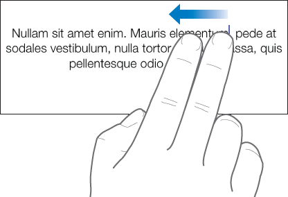 图示为用两个手指向左推送
