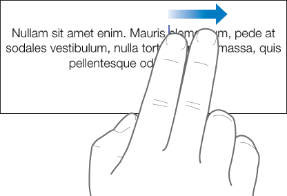 图示为用两个手指向右推送