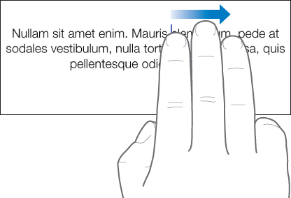图示为用两个手指向右推送